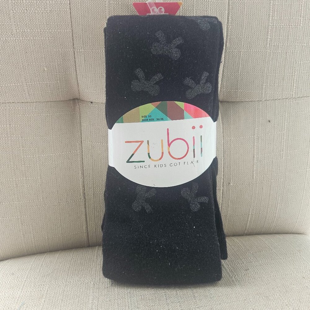 Zubii Kids Girl Legging Socks Black Bow Size 10 shoe size 34-36